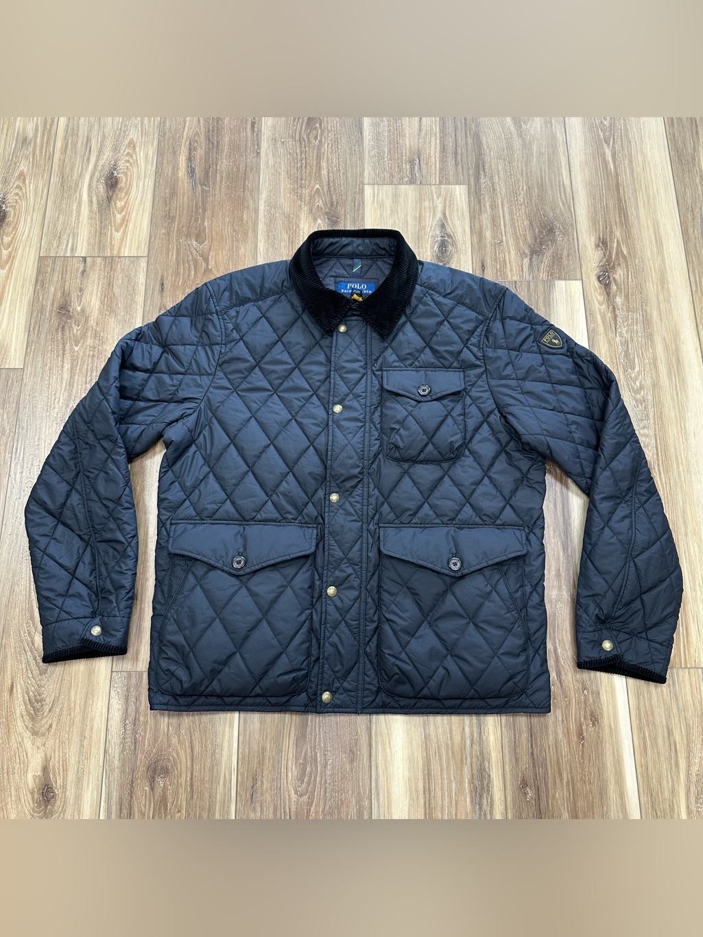 Polo Ralph Lauren Beaton Diamond Quilted Corduroy Trim Water Repellant Jacket, L
